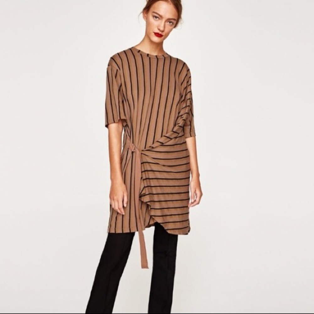 Zara brown belted dress